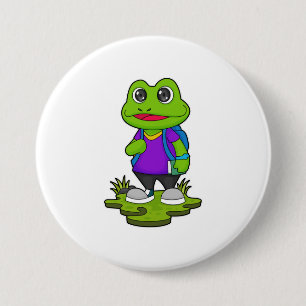 Frog as Hiker with Backpack 7.5 Cm Round Badge