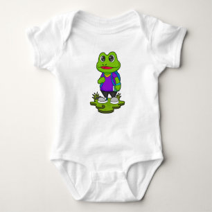 Frog as Hiker with Backpack Baby Bodysuit