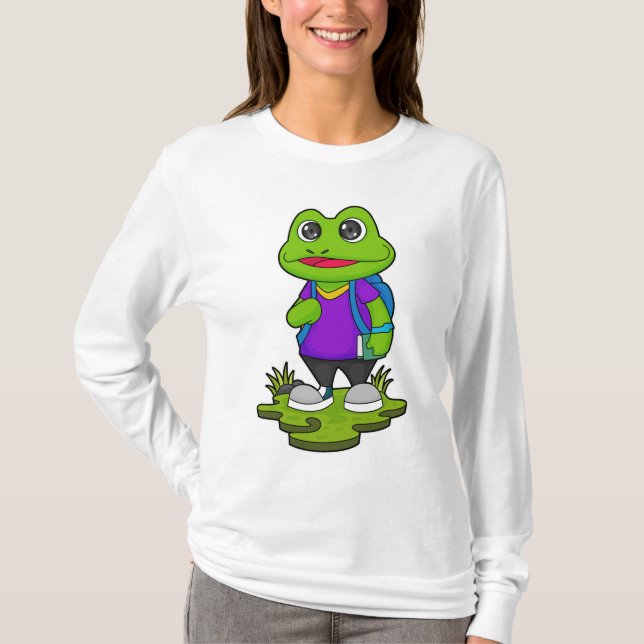 Frog as Hiker with Backpack T-Shirt (Front)