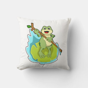 Frog as Hiker with Stick Cushion