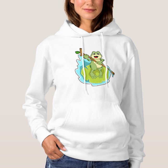 Frog as Hiker with Stick Hoodie (Front)