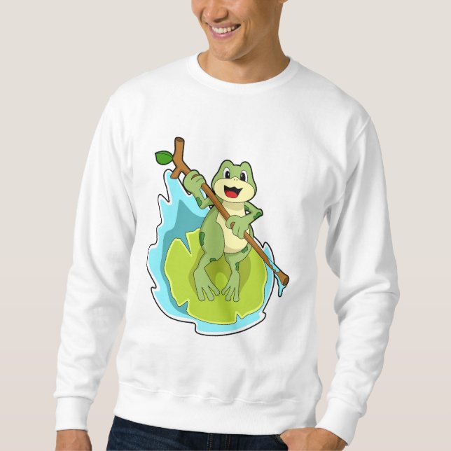 Frog as Hiker with Stick Sweatshirt (Front)