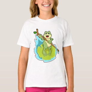 Frog as Hiker with Stick T-Shirt