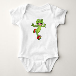 Frog as Inline skater with Roller skates Baby Bodysuit