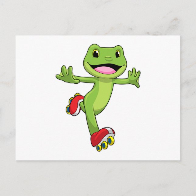 Frog as Inline skater with Roller skates Postcard (Front)