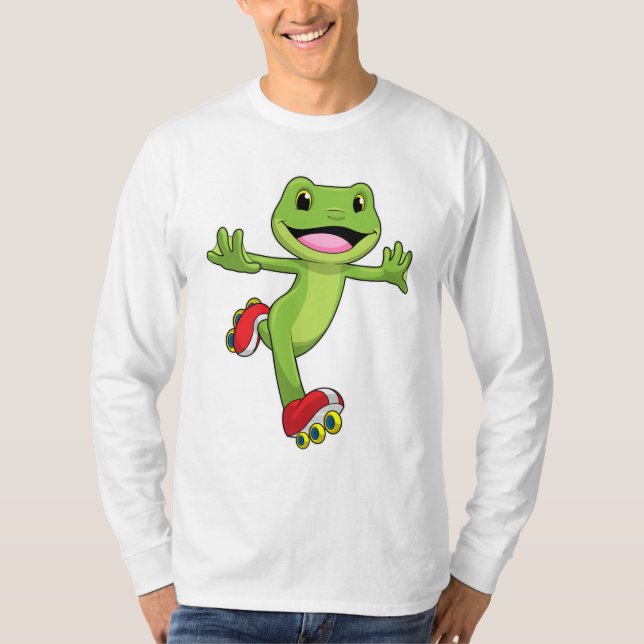 Frog as Inline skater with Roller skates T-Shirt (Front)