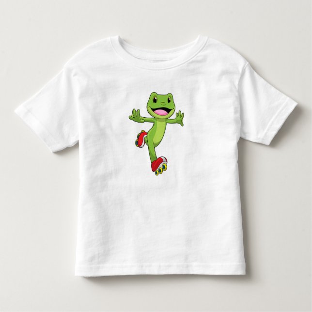 Frog as Inline skater with Roller skates Toddler T-Shirt (Front)