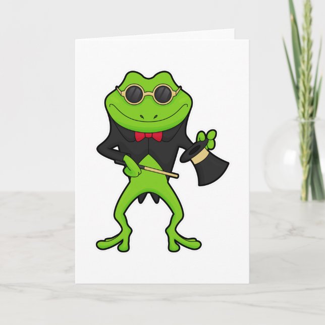 Frog as Magician with Magic wand & Hat Card (Front)