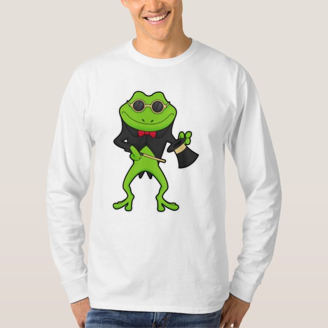 Frog as Magician with Magic wand & Hat T-Shirt (Front)