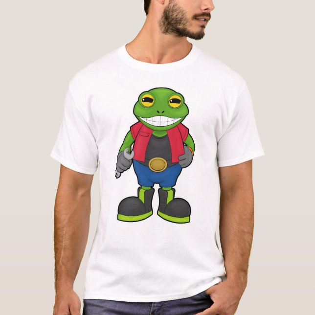 Frog as Mechanic with Spanner T-Shirt (Front)