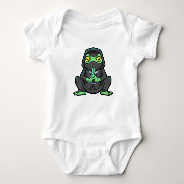 Frog as Ninja in black Baby Bodysuit (Front)