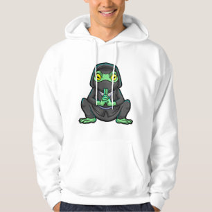 Frog as Ninja in black Hoodie