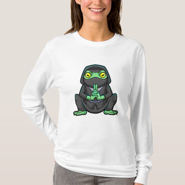 Frog as Ninja in black T-Shirt (Front)