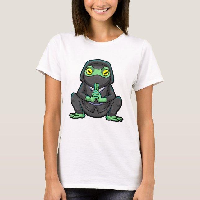 Frog as Ninja in black T-Shirt (Front)