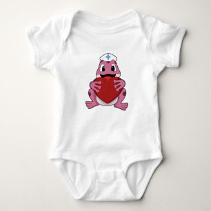 Frog as Nurse with Heart Baby Bodysuit