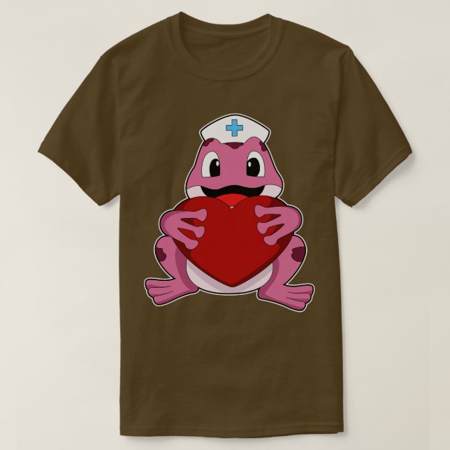 Frog As Nurse With Heart  T-Shirt (Design Front)