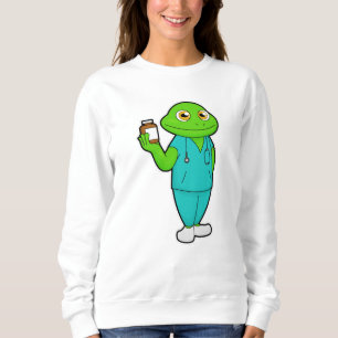 Frog as Nurse with Medicine & Stethoscope Sweatshirt