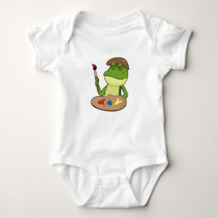 Frog as Painter with Brush & Paint Baby Bodysuit