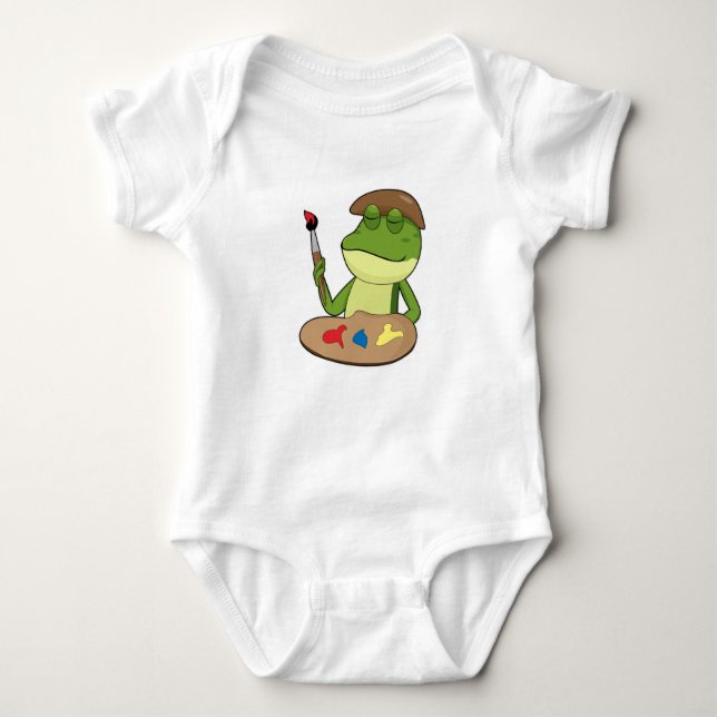 Frog as Painter with Brush & Paint Baby Bodysuit (Front)