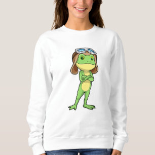 Frog as Pilot with Hat & Glasses Sweatshirt