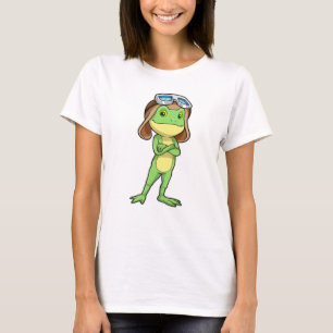 Frog as Pilot with Hat & Glasses T-Shirt