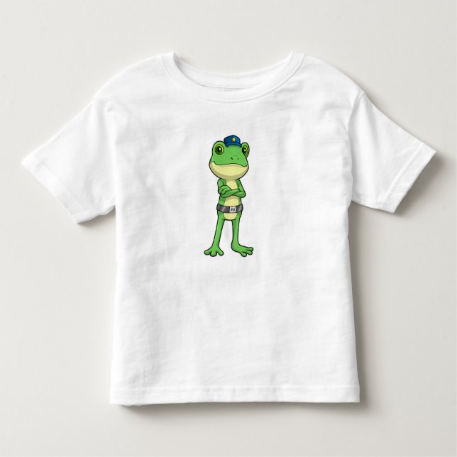 Frog as Police officer with Police hat Toddler T-Shirt (Front)