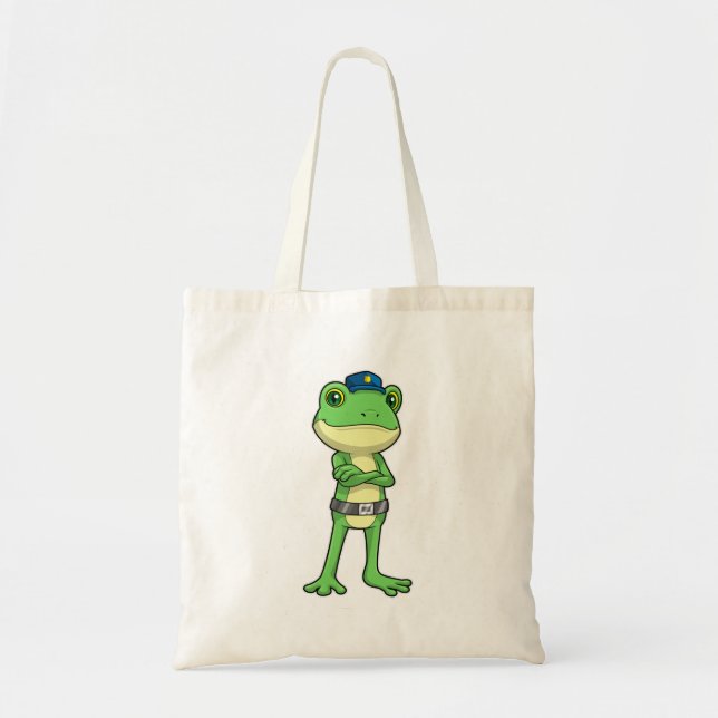 Frog as Police officer with Police hat Tote Bag (Front)