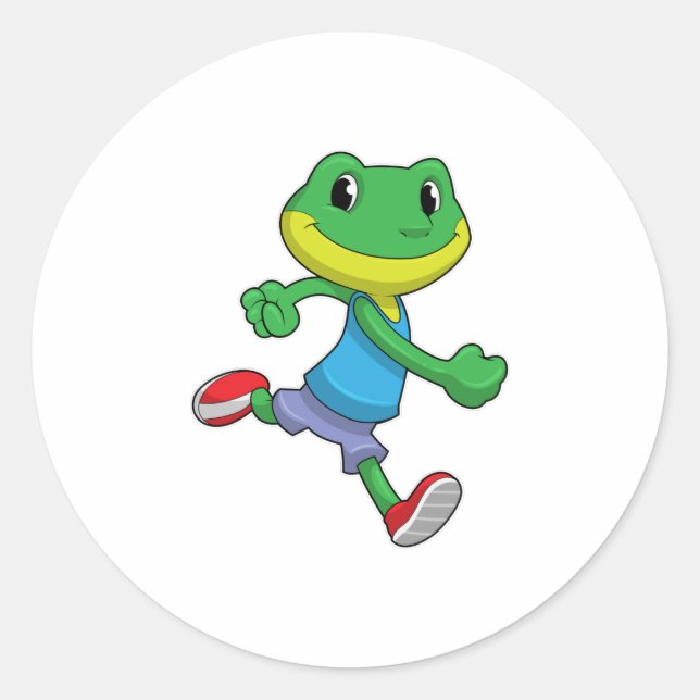 Frog as Runner at Running Classic Round Sticker (Front)