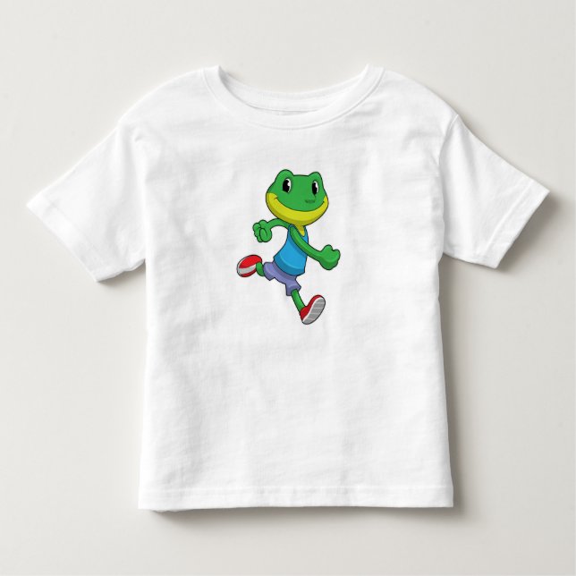 Frog as Runner at Running Toddler T-Shirt (Front)