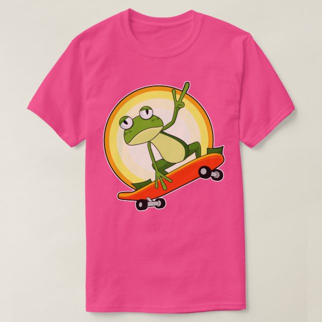 Frog As Skater With Skateboard  T-Shirt (Design Front)