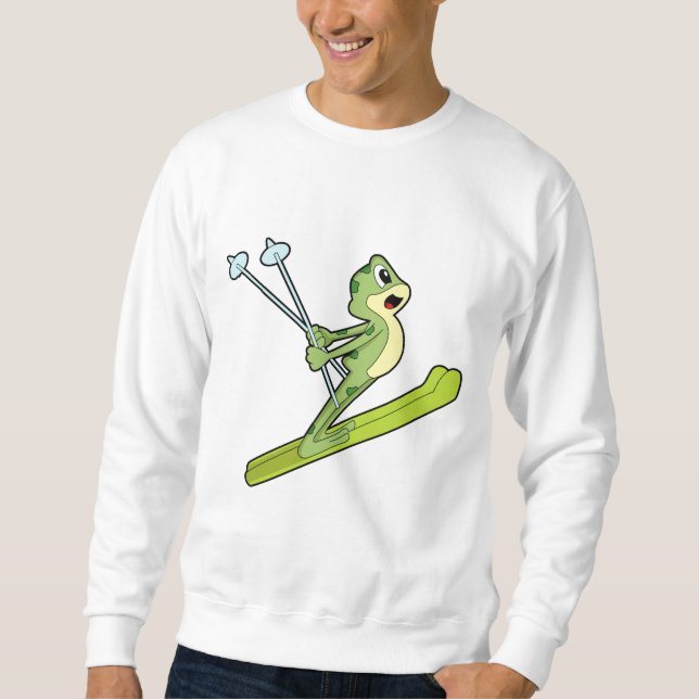 Frog as Ski jumper with Ski.PNG Sweatshirt (Front)