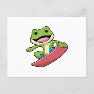 Frog as Snowboarder with Snowboard Postcard