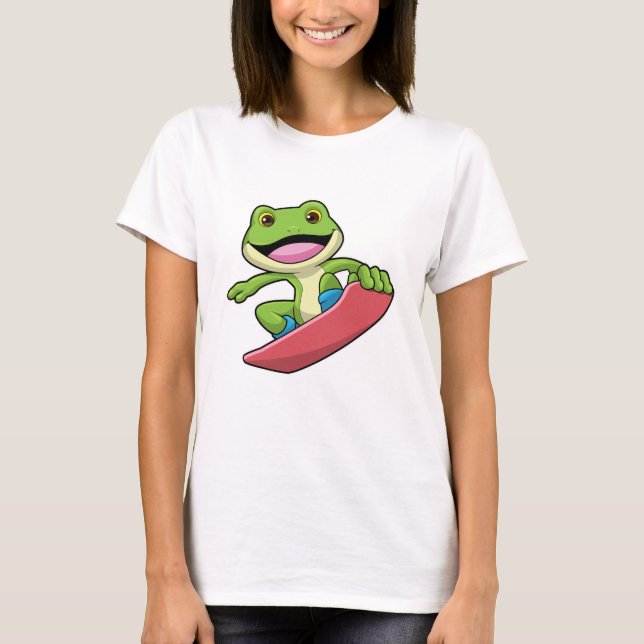 Frog as Snowboarder with Snowboard T-Shirt (Front)