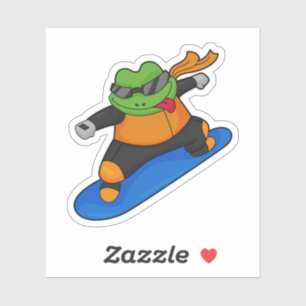 Frog as Snowobarder with Snowboard