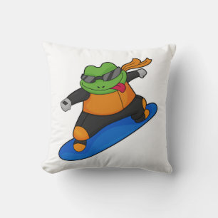 Frog as Snowobarder with Snowboard Cushion