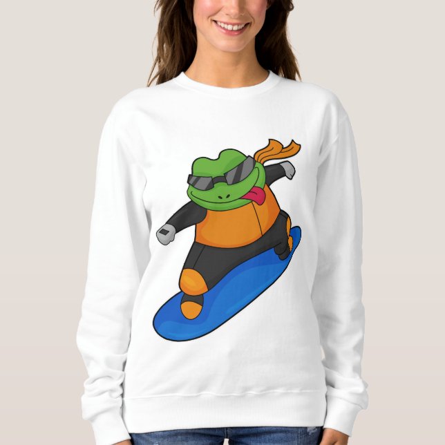 Frog as Snowobarder with Snowboard Sweatshirt (Front)