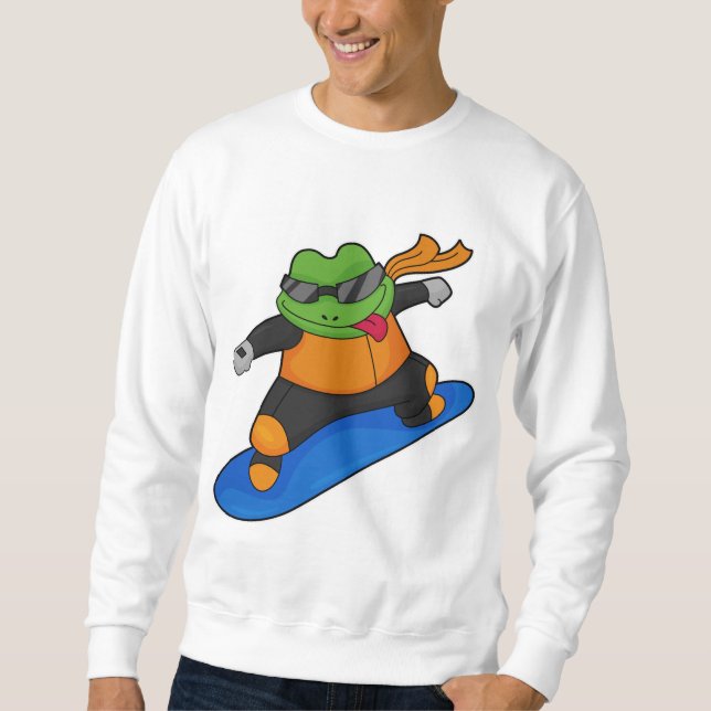 Frog as Snowobarder with Snowboard Sweatshirt (Front)