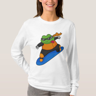 Frog as Snowobarder with Snowboard T-Shirt