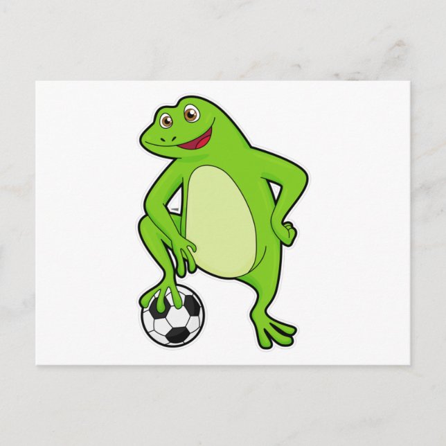 Frog as Soccer player with Soccer ball Postcard (Front)