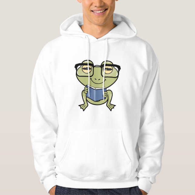 Frog as Student with Book Hoodie (Front)