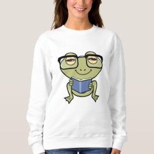 Frog as Student with Book Sweatshirt