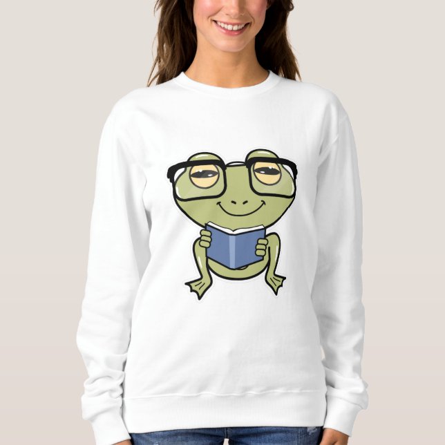 Frog as Student with Book Sweatshirt (Front)