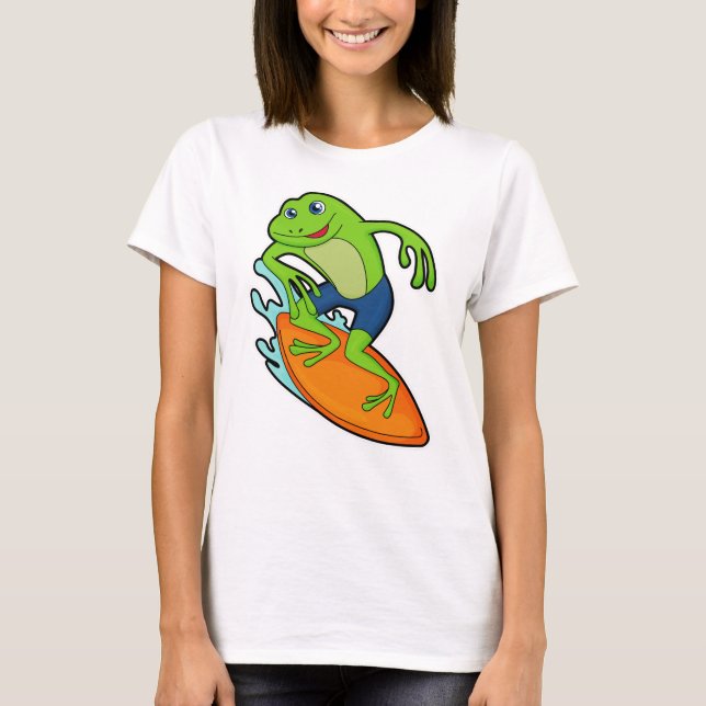 Frog as Surfer with Surfboard T-Shirt (Front)