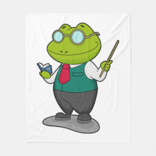Frog as Teacher with Book Fleece Blanket
