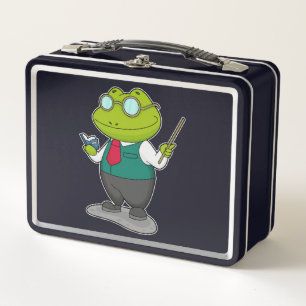 Frog as Teacher with Book Metal Lunch Box