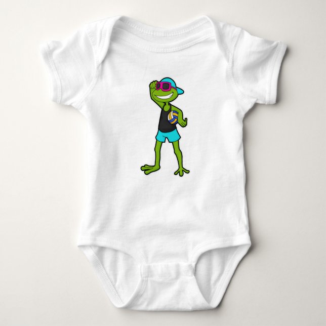 Frog as Volleyball player with Volleyball Baby Bodysuit (Front)