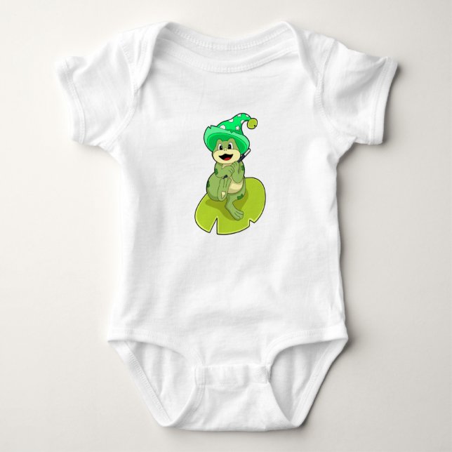 Frog as Wizard with Magic wand Baby Bodysuit (Front)