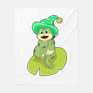 Frog as Wizard with Magic wand Fleece Blanket