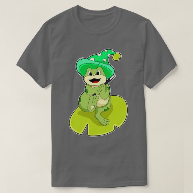 Frog as Wizard with Magic wand T-Shirt (Design Front)