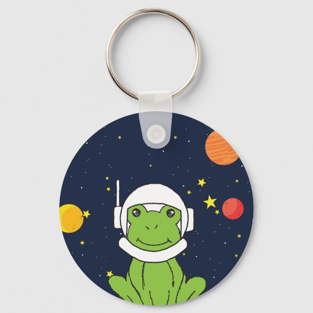 Frog Astronaut Animal With Space Helmet Clipart Key Ring (Front)